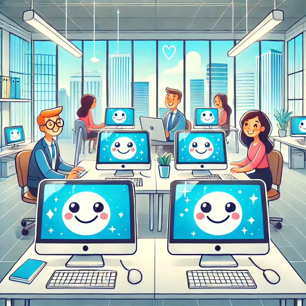 A happy office showing IT Solutions for Small Business