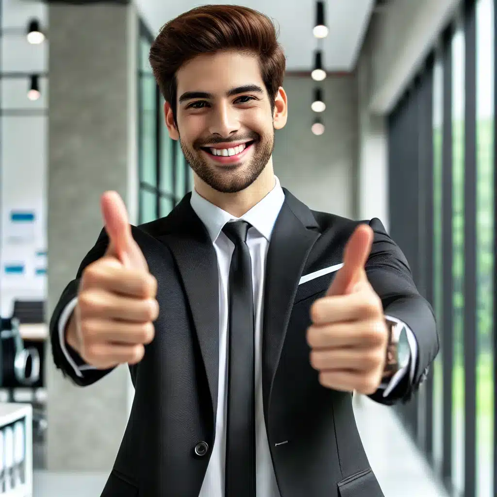 An image of a happy business owner giving thumbs up depicting how External IT Solutions for Provider makes owners happy