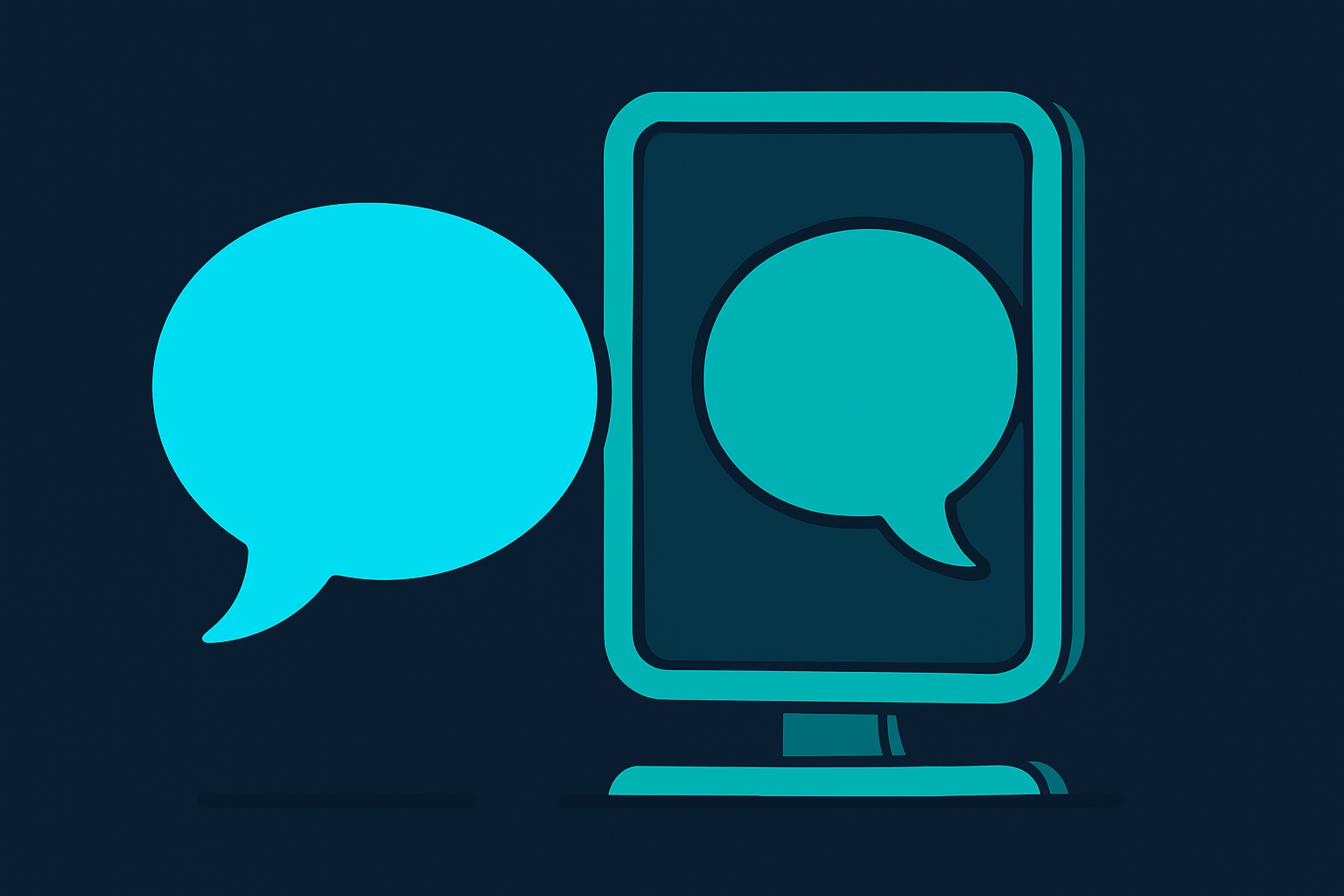 Inner voice illustration with a speech bubble and mirror reflecting a second bubble