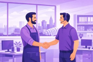 local IT technician shaking hands with a small business owner in Kansas City